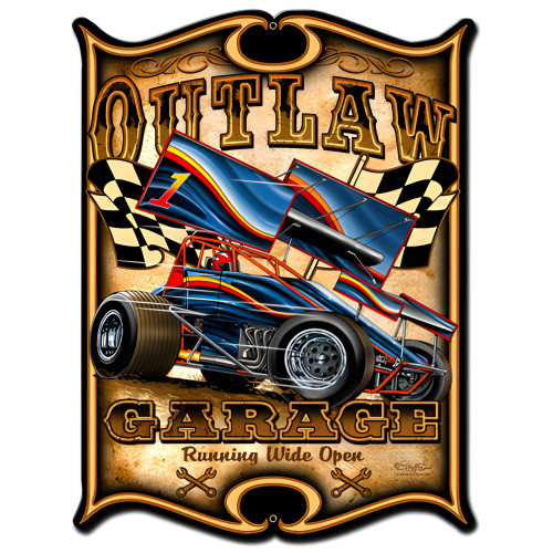 Outlaw Sprint Metal Sign - 18" x 24"