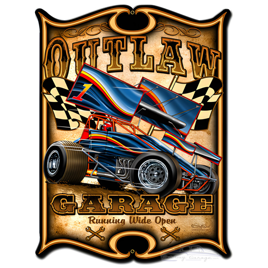 Outlaw Sprint Metal Sign - 18" x 24"