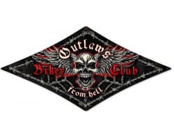 Outlaws Skull Metal Sign