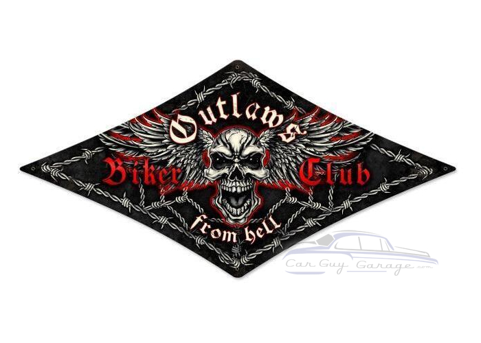Outlaws Skull Metal Sign