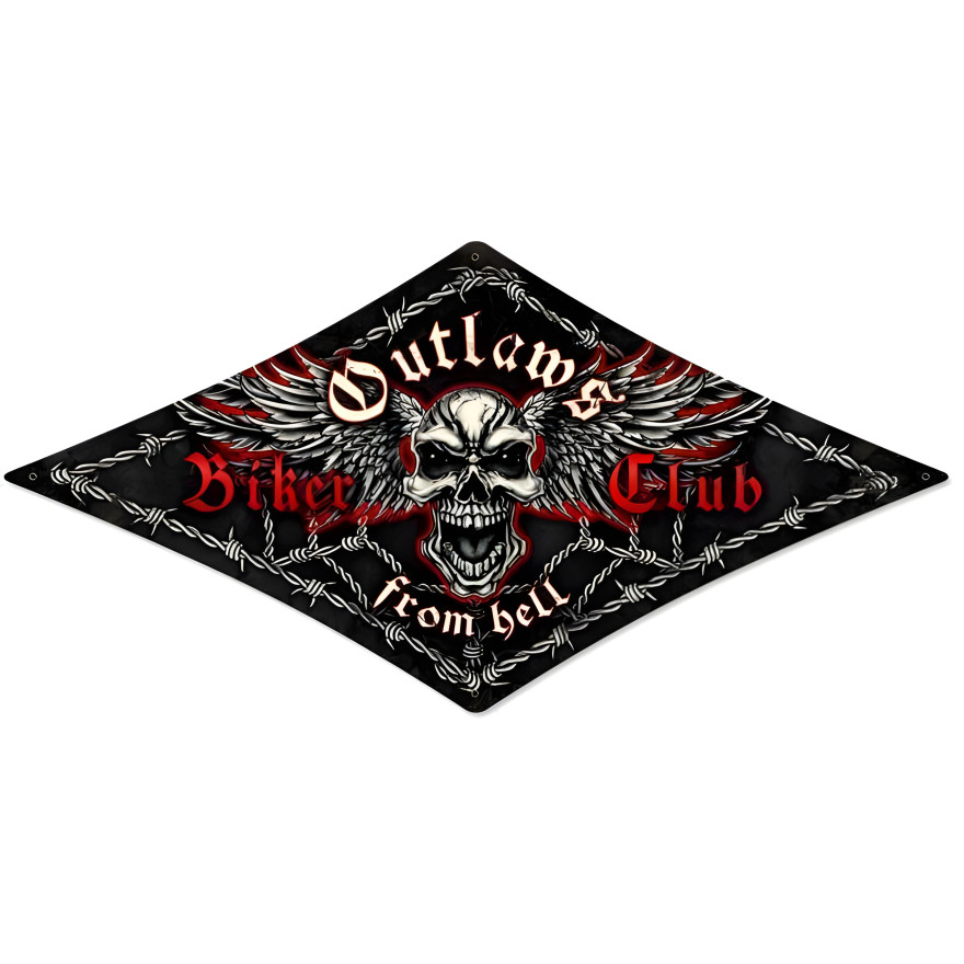 Outlaws Skull Metal Sign - 14" x 24"