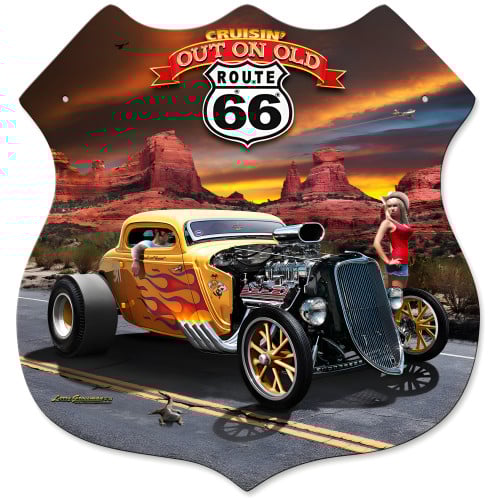 Out on Route 66 Metal Sign - 15" x 15"