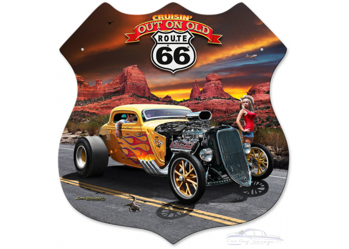 Out on Route 66 Metal Sign - 15" x 15"