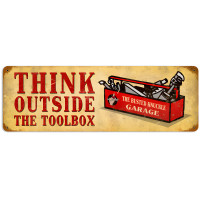 Outside the Toolbox Metal Sign - 24" x 8"