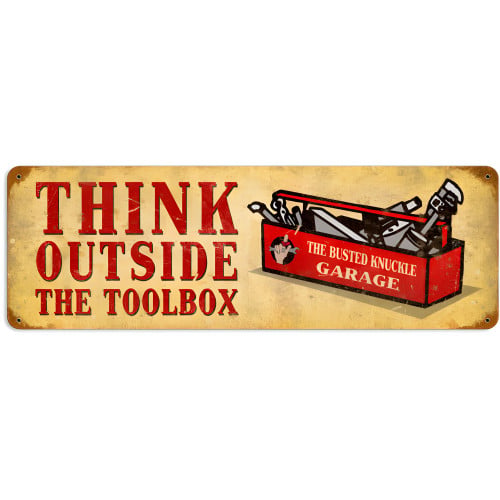 Outside the Toolbox Metal Sign - 24" x 8"