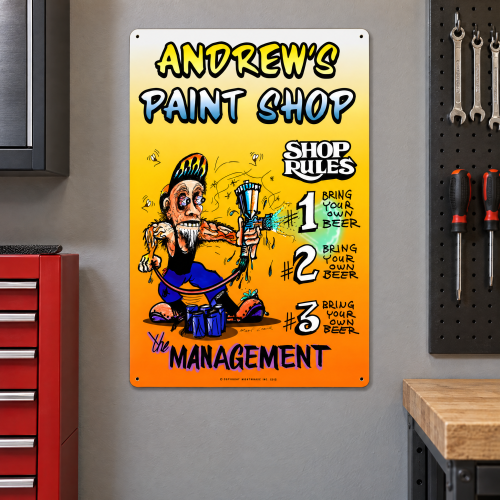 Personalized Painter Shop Metal Garage Sign - 16" x 24"