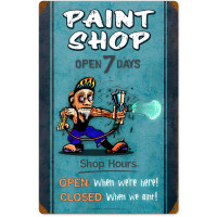 Paint Shop Hours Metal Sign - 16" x 24"