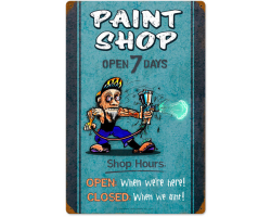 Paint Shop Hours Metal Sign - 16" x 24"