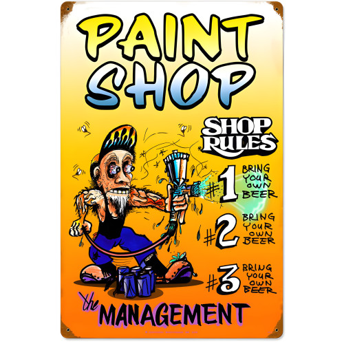 Paint Shop Rules Metal Sign - 16" x 24"