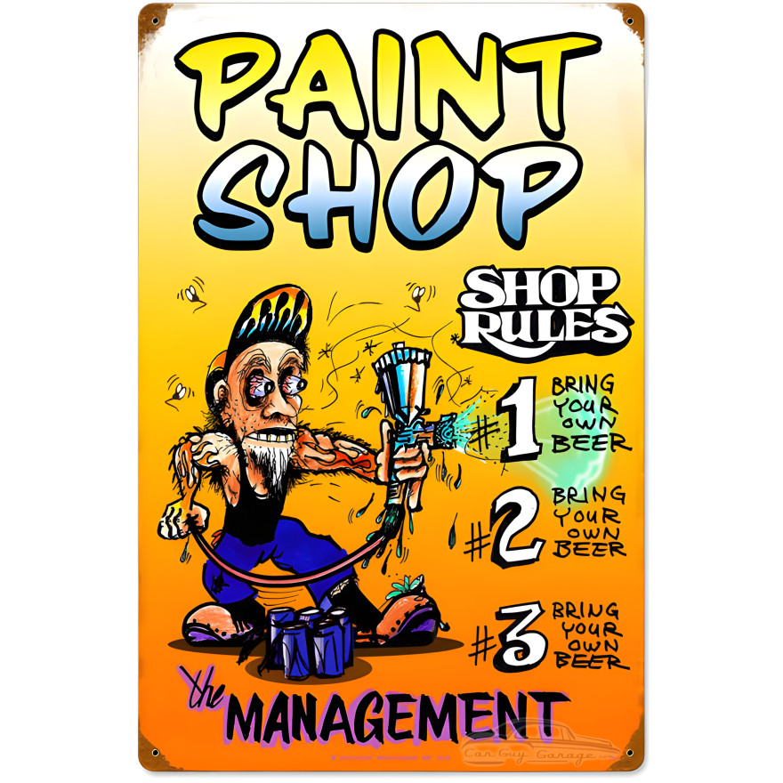Paint Shop Rules Metal Sign - 16" x 24"