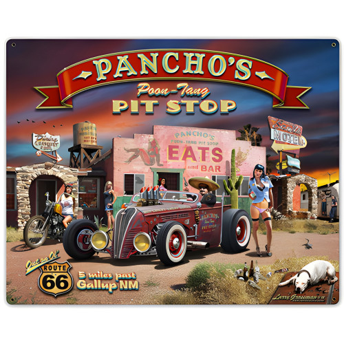 Pancho's Poon-Tang Pit Stop Metal Sign - 30" x 24"