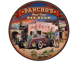 Pancho's Poon-Tang Pit Stop Metal Sign - 14" x 14"