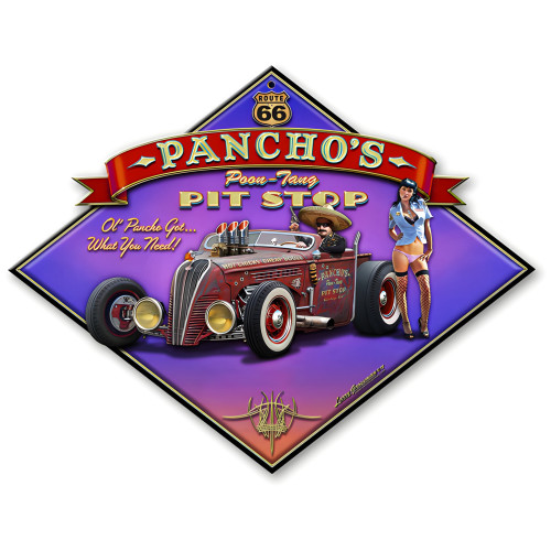Pancho's Poon-Tang Pit Stop Metal Sign - 20" x 16"