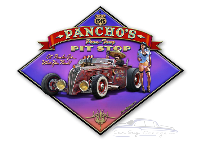 Pancho's Poon-Tang Pit Stop Metal Sign - 20" x 16"