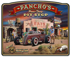 Pancho's Poon-Tang Pit Stop Metal Sign - 18" x 14"