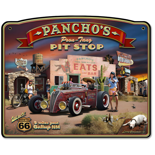 Pancho's Poon-Tang Pit Stop Metal Sign - 18" x 14"