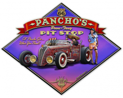 Pancho's Poon-Tang Pit Stop Metal Sign - 16" x 13"