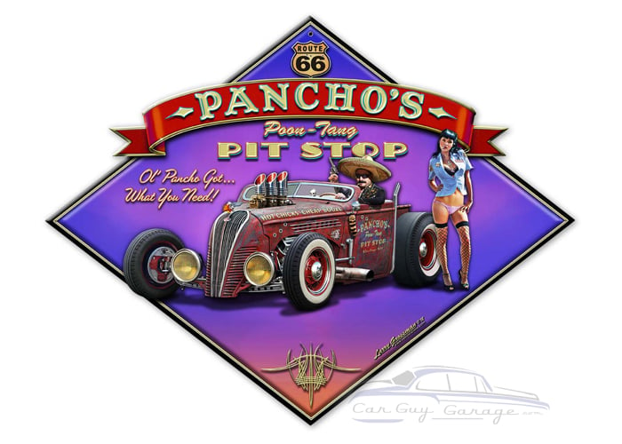 Pancho's Poon-Tang Pit Stop Metal Sign
