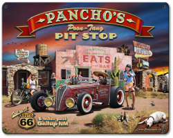 Pancho's Poon-Tang Pit Stop Metal Sign - 12" x 15"