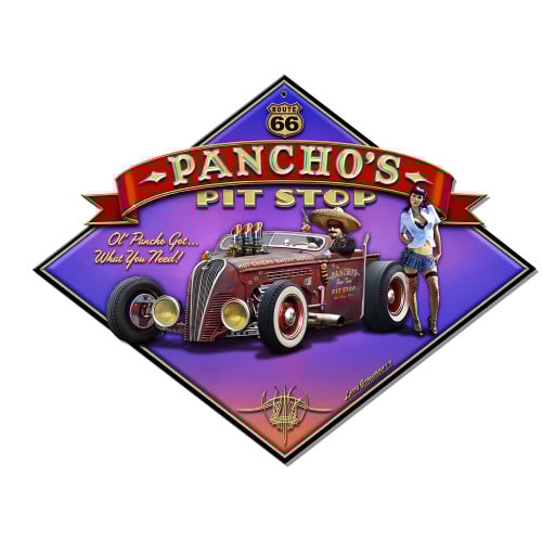 Pancho's Rt 66 Metal Sign - 16" x 13"