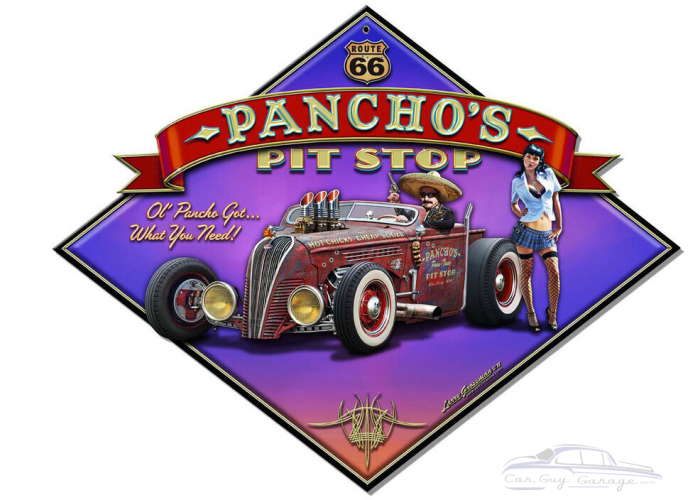 Pancho's Rt 66 Metal Sign - 16" x 13"