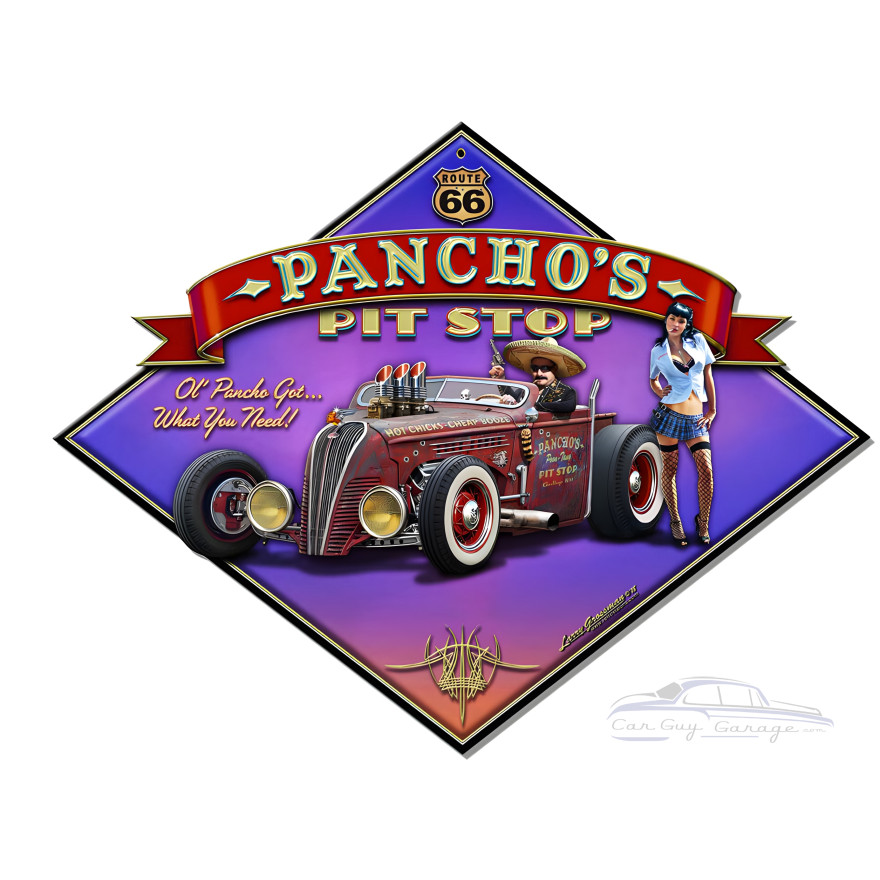 Pancho's Rt 66 Metal Sign - 16" x 13"