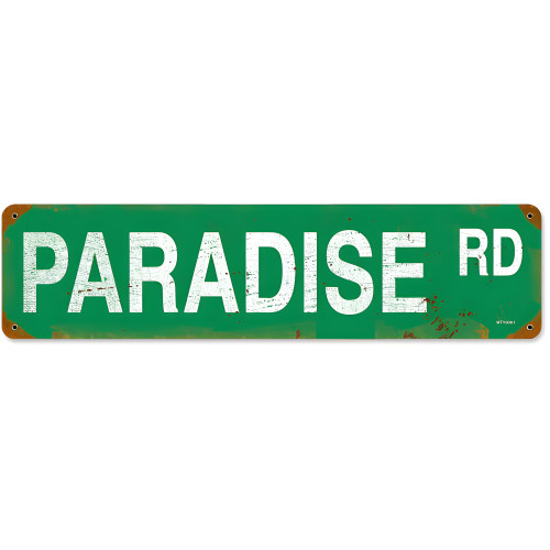 Paradise Road Metal Sign - 20" x 5"