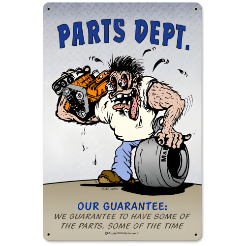 Parts Department Metal Sign - 12" x 18"