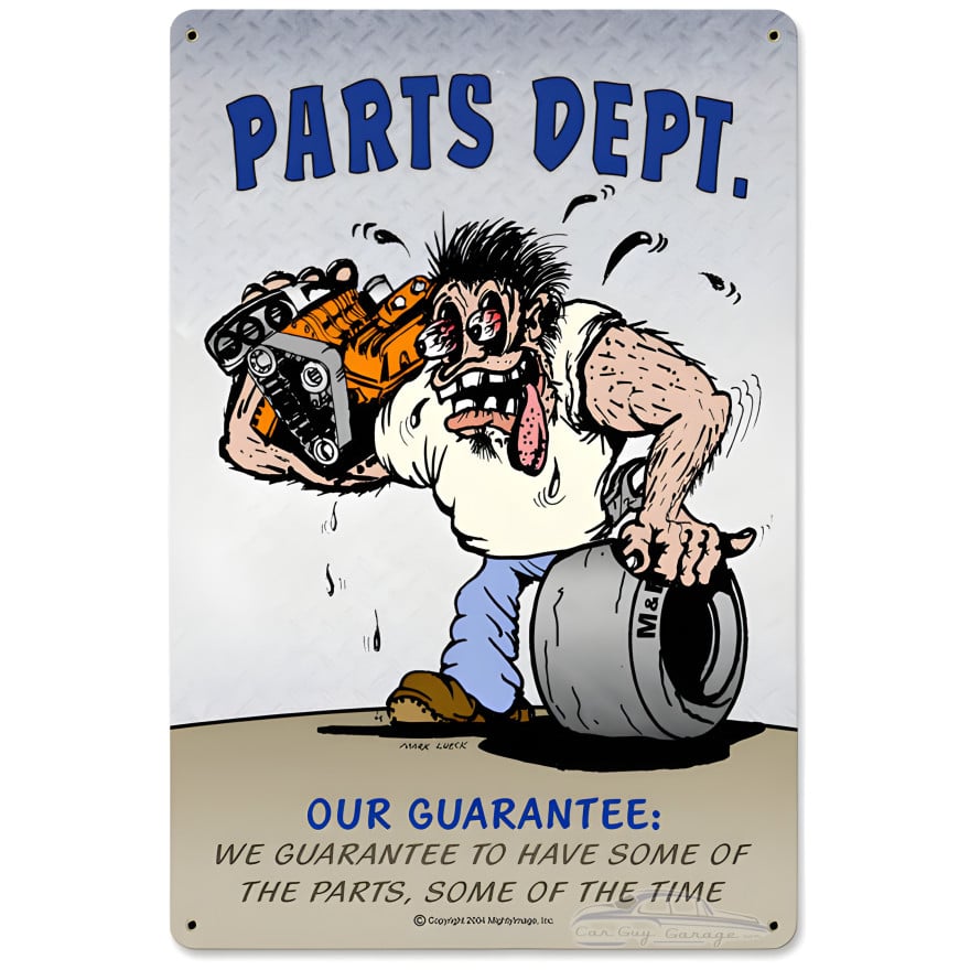 Parts Department Metal Sign - 12" x 18"