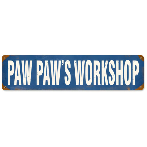Paw Paw's Workshop Metal Sign - 5" x 20"