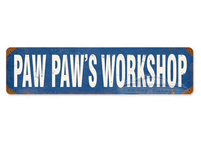 Paw Paw's Workshop Metal Sign - 5" x 20"