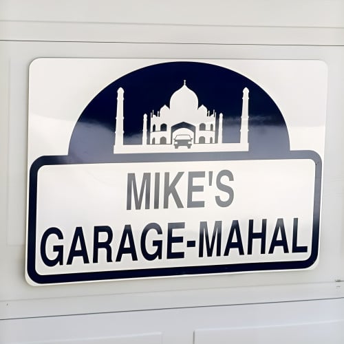 Personalized Metal Garage-Mahal Sign with Custom Name