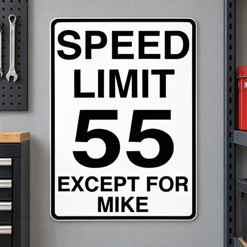 Personalized Speed Limit Sign - Custom Aluminum Garage Decor