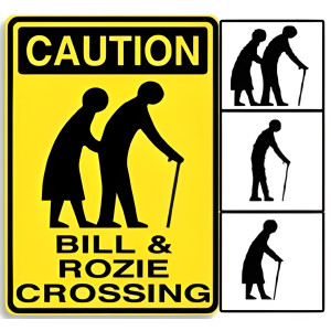 Personalized Aluminum Old People Crossing Sign