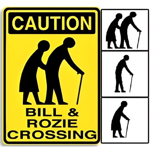 Personalized Aluminum Old People Crossing Sign