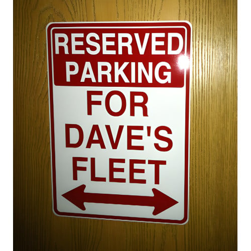 Custom Aluminum Reserved Parking Sign - Personalized Name & Vehicle
