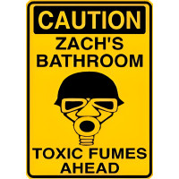 Personalized Aluminum Toxic Fume Bathroom Sign