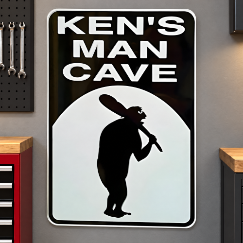 Personalized Man Cave Metal Sign - Caveman Silhouette