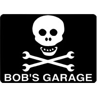 Personalized Metal Garage Sign - Aluminum Skull & Crossed Wrenches