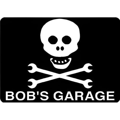 Personalized Aluminum Skull & Bones Garage Sign