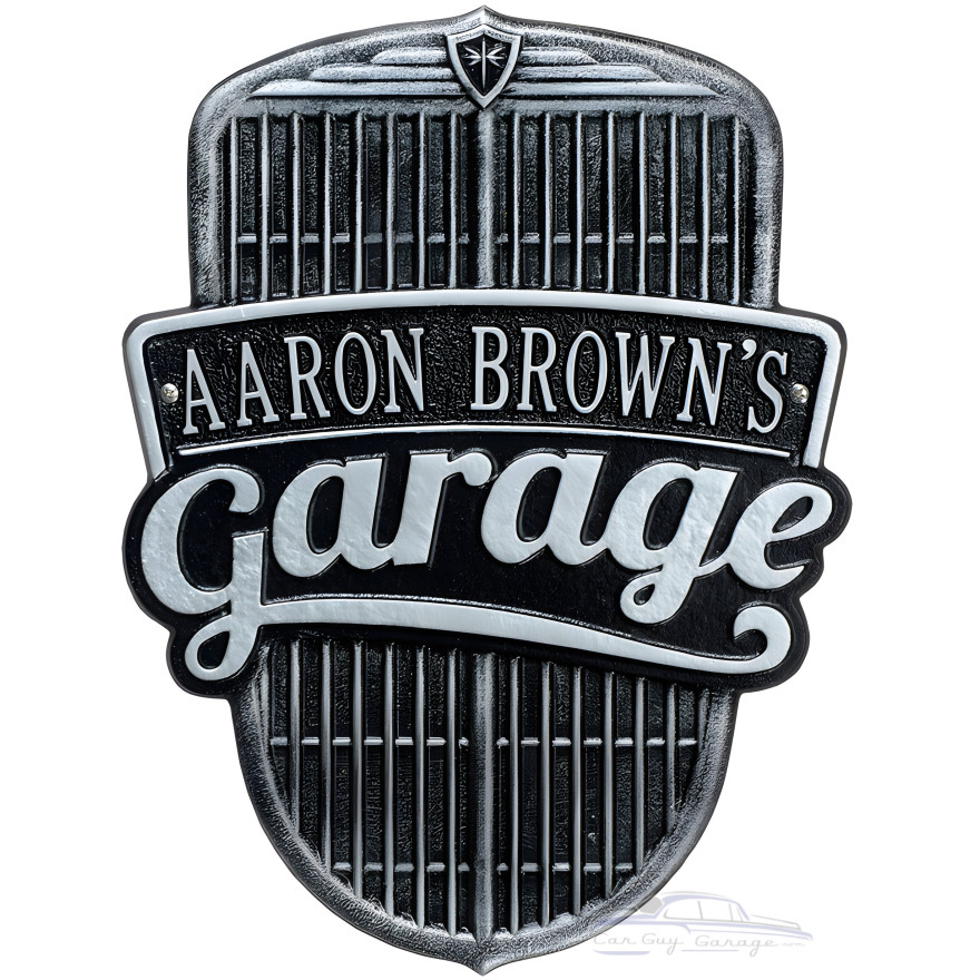 Personalized Cast Aluminum Car Grille Garage Plaque Personalized Cast Aluminum Car Grille Garage Plaque