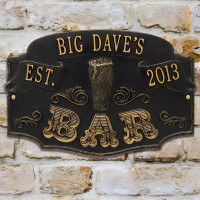 Personalized Cast Aluminum Bar Plaque - Name and Established Year