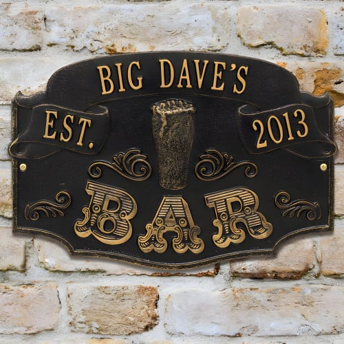 Personalized Cast Aluminum Established Bar Plaque