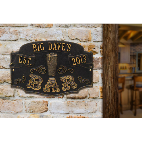 Personalized Cast Aluminum Established Bar Plaque