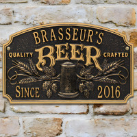 Personalized Beer Arch Plaque - Cast Aluminum Indoor/Outdoor Bar Sign