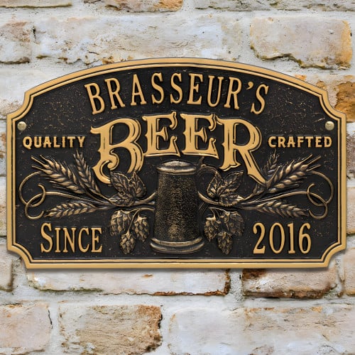 Personalized Cast Aluminum Quality Crafted Beer Arch Plaque