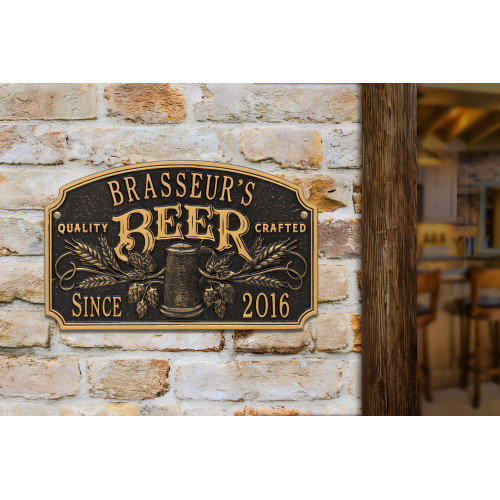 Personalized Cast Aluminum Quality Crafted Beer Arch Plaque