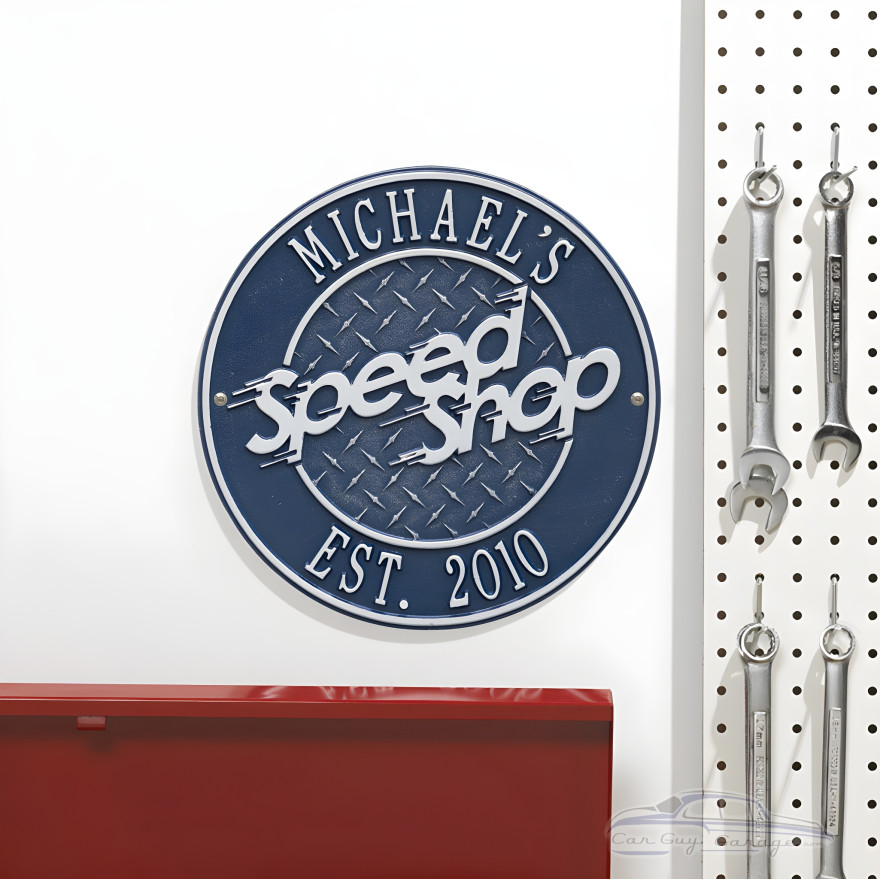 Personalized Cast Aluminum Speed Shop Plaque Personalized Cast Aluminum Speed Shop Plaque