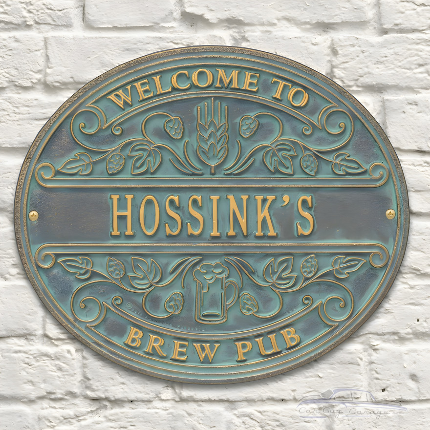 Personalized Cast Aluminum Brew Pub Welcome Plaque Personalized Cast Aluminum Brew Pub Welcome Plaque