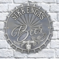 Personalized Cast Aluminum Bottle Cap Brew Pub Plaque